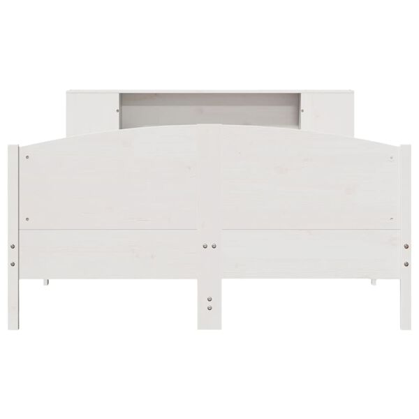 vidaXL Sänky kirjahyllyllä ei patjaa valkoinen 135x190 cm täysi mänty