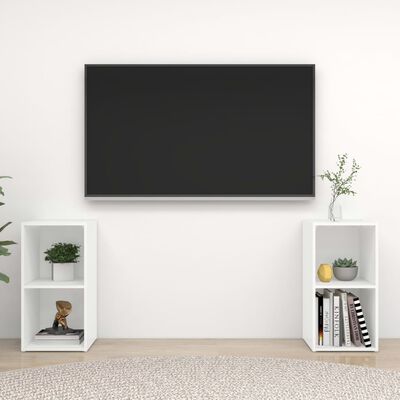 vidaXL TV-tasot 2 kpl valkoinen 72x35x36,5 cm lastulevy