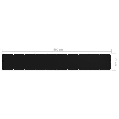 vidaXL Parvekkeen suoja musta 75x500 cm Oxford-kangas