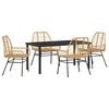vidaXL Piharuokailu setti 5 pcs Ruskea polyrottinki