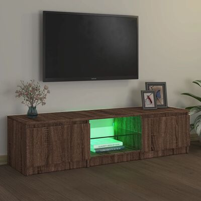 vidaXL TV-taso LED-valoilla ruskea tammi 140x40x35,5 cm