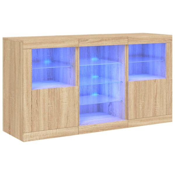 vidaXL Senkki LED-valoilla Sonoma-tammi 123x37x67 cm