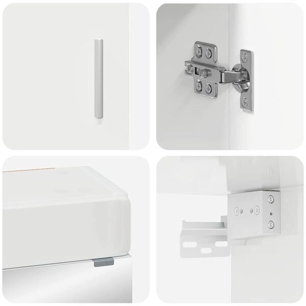 vidaXL Kylpyhuonekalustesetti hyllyll&auml; TULUM Korkean kiillon valkoinen