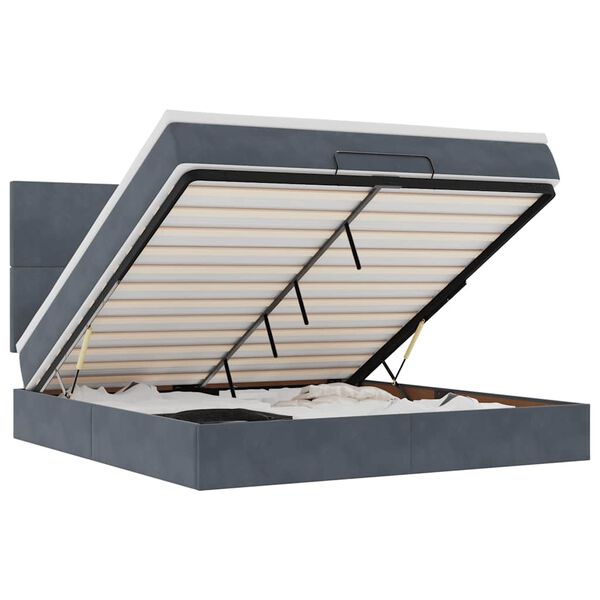 vidaXL ottomaanien sängyn runko patjoilla tummanharmaa 180x200cm