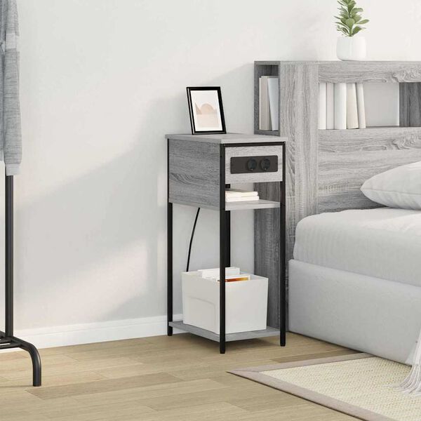 vidaXL Y&ouml;p&ouml;yt&auml;kaappi Harmaa Sonoma 41 x 28 x 76 cm Tekninen puu