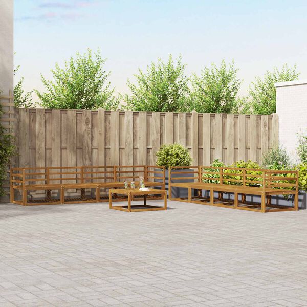 vidaXL Ulkosohvakokoelma 9 pcs Luonnollinen Tihe&auml; akasiapuu