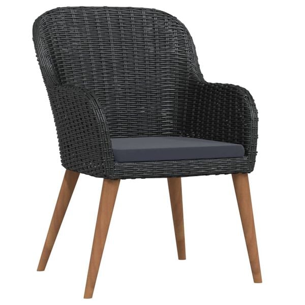 vidaXL 7-osainen Ulkoruokailuryhmä tyynyillä musta