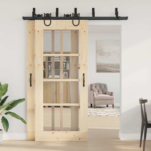 vidaXL Liukuoven asennussarja ter&auml;s 183 cm musta