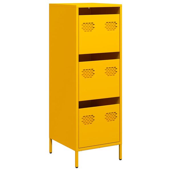 vidaXL Highboard Sinapinkeltainen 39x35x103,5 cm Teräs