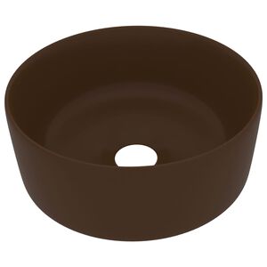 vidaXL Ylellinen pesuallas py&ouml;re&auml; matta tummanruskea 40x15 cm keraami
