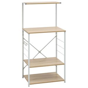 vidaXL Mikroaaltouunikaappi valk ja tammi 60x39,6x123 cm tekninen puu