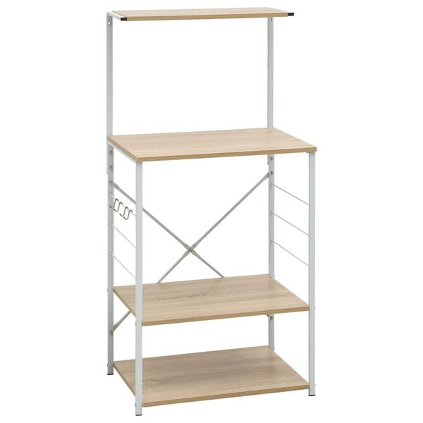 vidaXL Mikroaaltouunikaappi valk ja tammi 60x39,6x123 cm tekninen puu