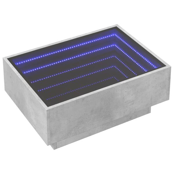 vidaXL Sohvap&ouml;yt&auml; LED-valoilla betoninharmaa 70x50x30 cm tekninen puu