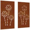 vidaXL Puutarhasein&auml;koristeet 2 kpl 105x55 cm corten ter&auml;s kukkakuvio