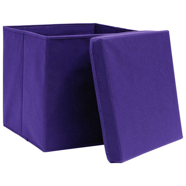 vidaXL S&auml;ilytyslaatikot kansilla 10 kpl 28x28x28 cm purppura