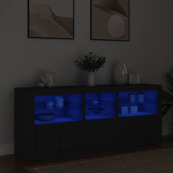 vidaXL Senkki LED-valoilla musta 162x37x67 cm