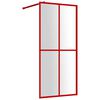 vidaXL Walk-in suihkun sein&auml;ke kirkas ESG-lasi punainen 100x195 cm