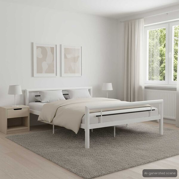 vidaXL S&auml;ngynrunko valkoinen ja musta metalli 120x200 cm