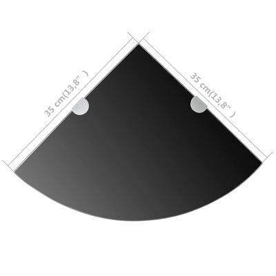 vidaXL Kulmahylly kromisilla kiinnikkeillä Musta lasi 35x35 cm