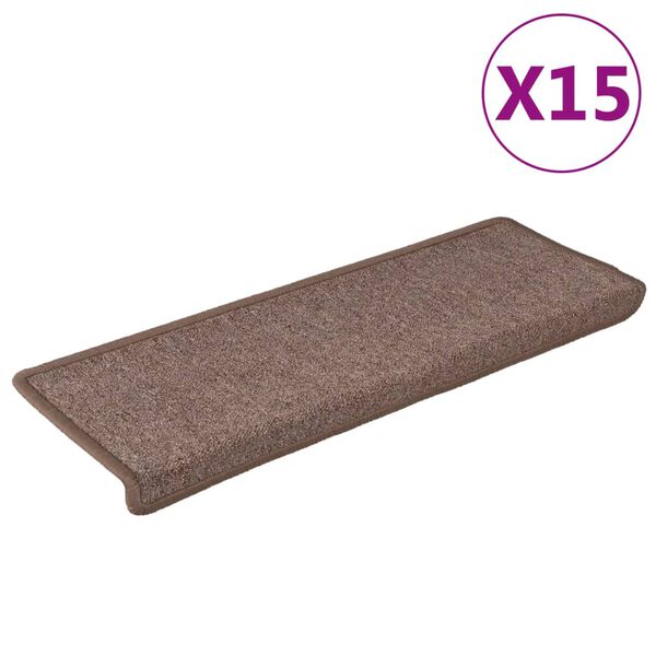 vidaXL Portaiden matot 15 kpl 65x21x4 cm ruskea suorakaiteen muotoinen reuna