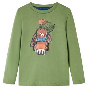 vidaXL Lasten pitk&auml;hihainen T-paita vaalea khaki 104
