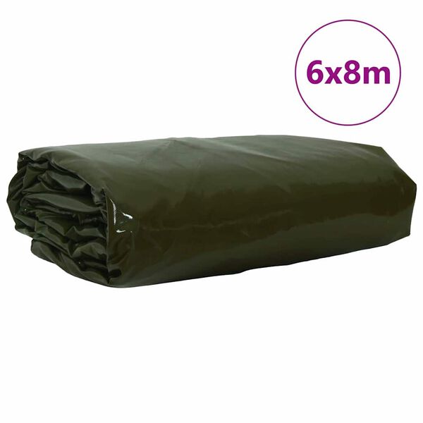 vidaXL Pressu 650g / m² Oliivivihreä 6 x 8 m Kangas PVC-pinnoitteella