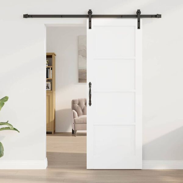 vidaXL Liukuovi Valkoinen ja musta 73,5 x 198,5 cm Massiivinen m&auml;nty