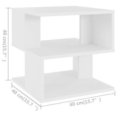 vidaXL Sivupöytä valkoinen 40x40x40 cm lastulevy