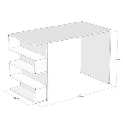 Homemania Tietokonepöytä Limber 120x60x75 cm valkoinen