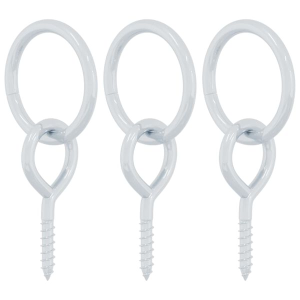 vidaXL Hevosen solmiorenkaat silmukkaruuveilla 3 kpl hopea ter&auml;s