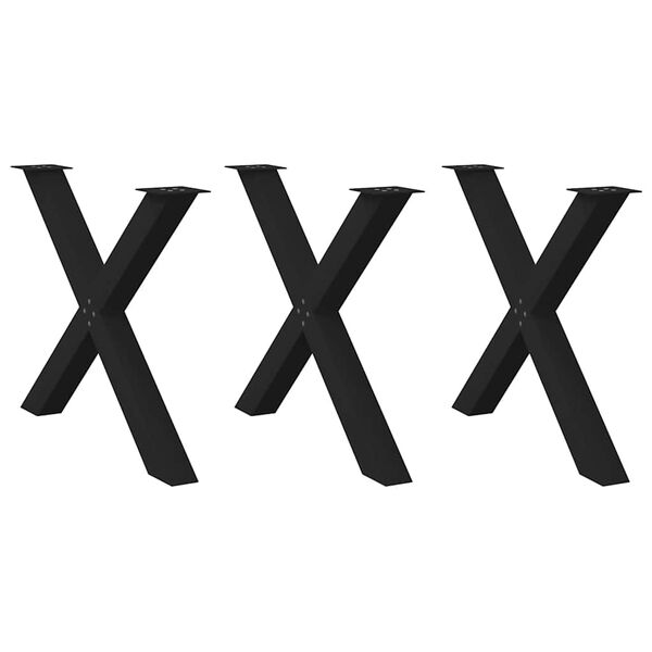 vidaXL Ruokapöydän jalat X-muotoiset 3 kpl musta 90x(72-73) cm teräs