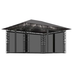 vidaXL Huvimaja hyttysverkko ja LED-valonauhat 4x3x2,73 m antrasiitti