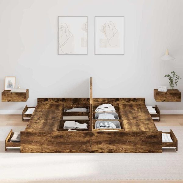 vidaXL S&auml;ilytystilallinen s&auml;ngynrunko Savup&auml;hkin&auml; 6FT Super King Size