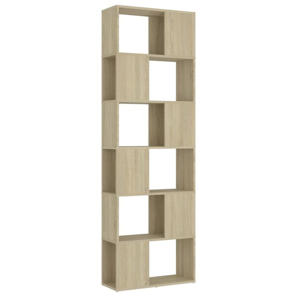 vidaXL Kirjahylly/tilanjakaja Sonoma-tammi 60x24x186 cm lastulevy