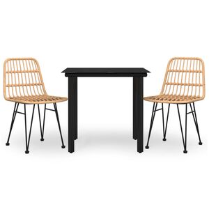 vidaXL 3-osainen Ulkoruokailuryhm&auml; polyrottinki