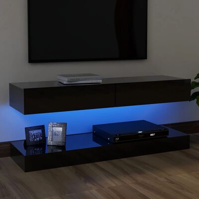 vidaXL TV-taso LED-valoilla korkeakiilto musta 120x35 cm
