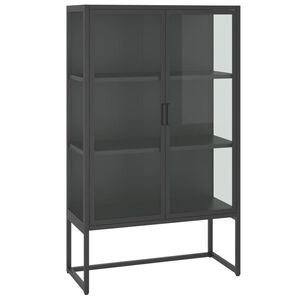 vidaXL Kaappi antrasiitti 80x35x135 cm ter&auml;s ja karkaistu lasi