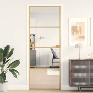 vidaXL Sis&auml;ovi ohut kultainen 76x201,5 cm karkaistu lasi ja alumiini