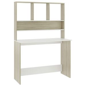 vidaXL Ty&ouml;p&ouml;yt&auml; hyllyill&auml; valk./Sonoma-tammi 110x45x157 cm lastulevy