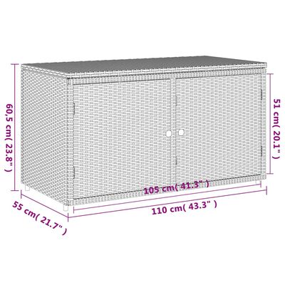 vidaXL Puutarhan säilytyskaappi harmaa 110x55x60,5 cm polyrottinki