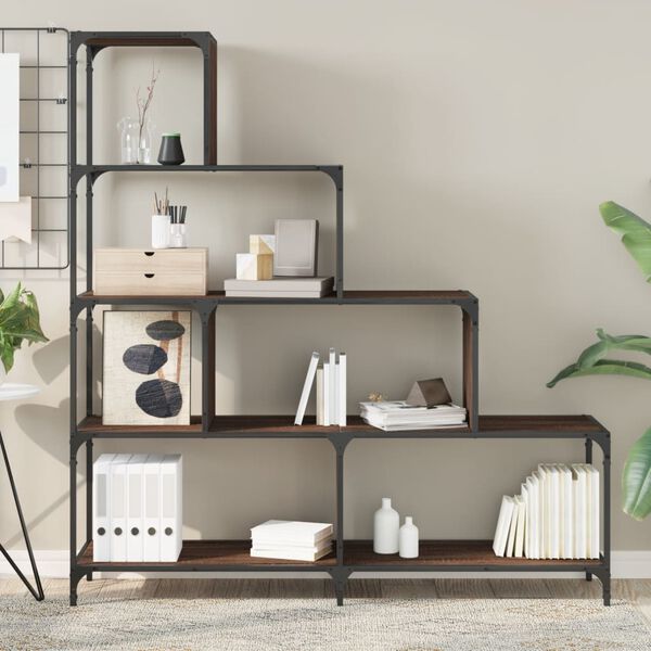 vidaXL Kirjahylly 4 tasoa ruskea tammi 139x33,5x149 cm tekninen puu