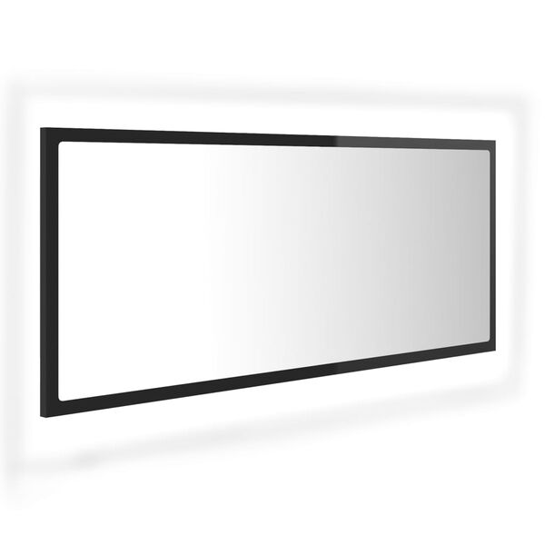 vidaXL LED-kylpyhuonepeili korkeakiilto musta 100x8,5x37 cm akryyli