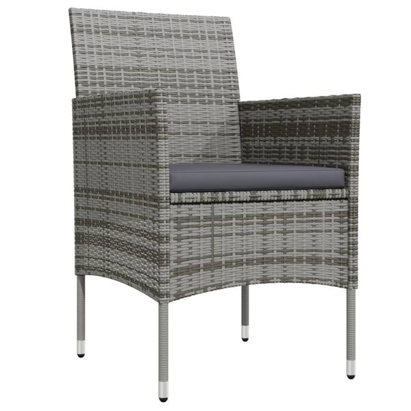 vidaXL 7-osainen Ulkoruokailuryhm&auml; tyynyill&auml; harmaa ja musta