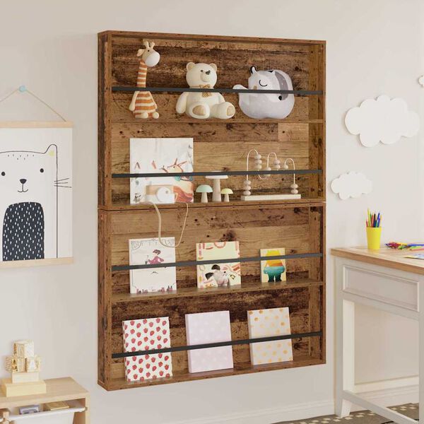 vidaXL Lehtiteline 2 pcs Vanha puu 100 x 12 x 70 cm Tekninen puu