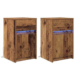 vidaXL LED-y&ouml;p&ouml;yt&auml;kaappi 2 pcs Vanha puu 38 x 34 x 61 cm Tekninen puu