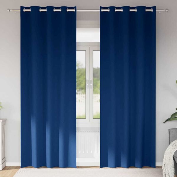 vidaXL Piment&auml;v&auml; verho renkailla 2 pcs Tumma Sininen 260 x 140 cm