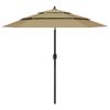 vidaXL 3-tasoinen Aurinkovarjo alumiinitolppa taupe 2,5 m