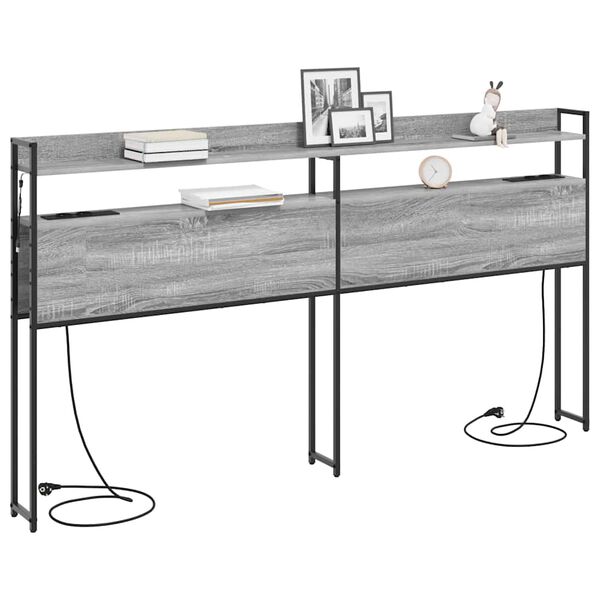 vidaXL S&auml;ilytysp&auml;&auml;ty hyllyll&auml; Harmaa sonoma 200 cm Tekninen puu