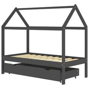 vidaXL Lasten s&auml;ngynrunko laatikolla t.harmaa t&auml;ysi m&auml;nty 80x160 cm