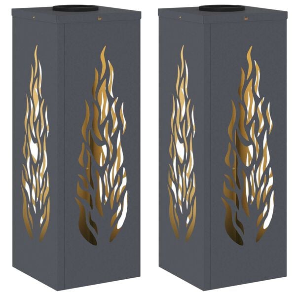 vidaXL Aurinko LED-polkuvalo 2 pcs Antrasiitti Kylm&auml;valssattu ter&auml;s